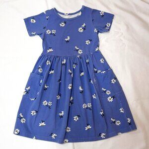 Quince Girls Blue Daisy Pocket Dress Size 6Y